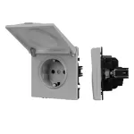 Розетка с заземлением со шторками и крышкой софт-тач SCT-MCP-SFPL-IS (250V 16A) Arlight 059441(1)