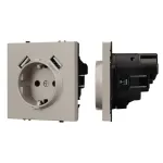 Розетка с заземлением со шторками с USB тип А+А софт-тач SCT-MUAA-SFPL-CA (250V 16A) Arlight 059442(1)