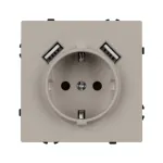 Розетка с заземлением со шторками с USB тип А+А софт-тач SCT-MUAA-SFPL-CA (250V 16A) Arlight 059442(1)