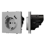 Розетка с заземлением со шторками с USB тип А+А софт-тач SCT-MUAA-SFPL-IS (250V 16A) Arlight 059443(1)