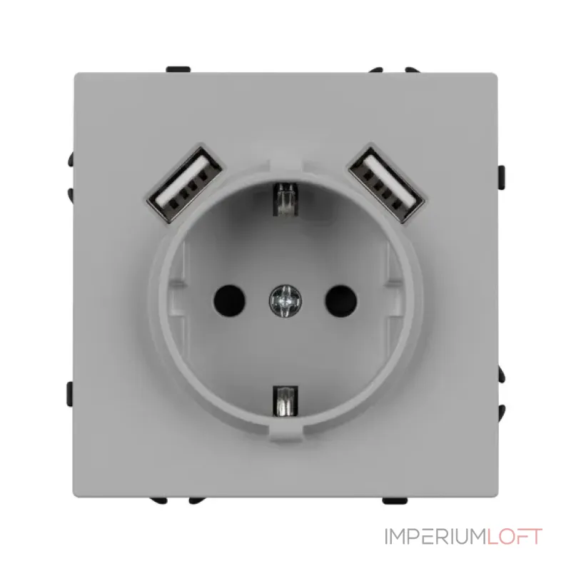 Розетка с заземлением со шторками с USB тип А+А софт-тач SCT-MUAA-SFPL-IS (250V 16A) Arlight 059443(1)