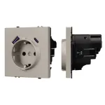 Розетка с заземлением со шторками с USB тип А+С софт-тач SCT-MUAC-SFPL-CA (250V 16A) Arlight 059444(1)