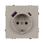 Розетка с заземлением со шторками с USB тип А+С софт-тач SCT-MUAC-SFPL-CA (250V 16A) Arlight 059444(1)