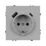 Розетка с заземлением со шторками с USB тип А+С софт-тач SCT-MUAC-SFPL-IS (250V 16A) Arlight 059445(1)