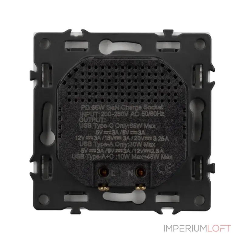Механизм розетки с быстрой USB зарядкой SCT-NOBE-MUAC-SFPL-FC-IS (65W QC3) Arlight 059447