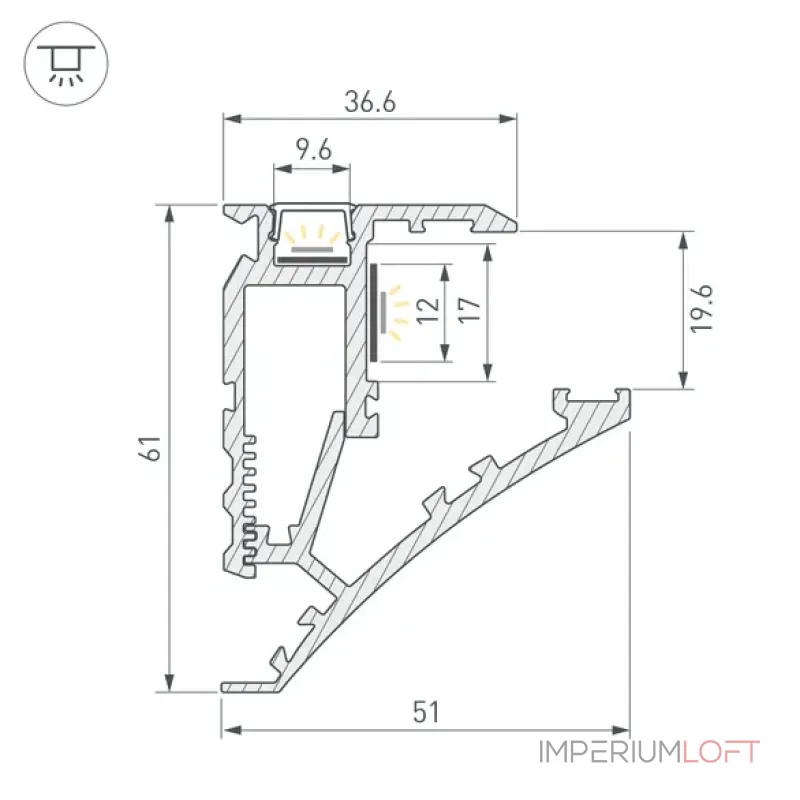 Профиль SHELF-600-2000 ANOD Arlight 060498