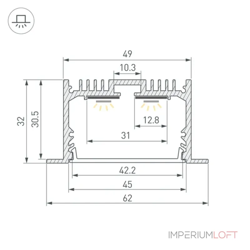 Профиль SL-LINIA62-F-3000 ANOD (BY) Arlight 060871 Профиль SL-LINIA62-F-3000 ANOD (BY) Arlight 060871