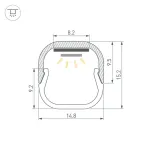 Профиль LINE-D-1515-2000 SQUARE ANOD Arlight 061083