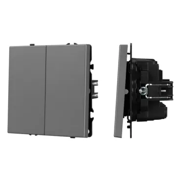 Механизм выключателя двухклавишный перекрёстный SWT-NOBE-MKX2-SFPL-GR (230V 10A) Arlight 061793
