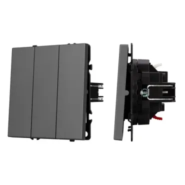 Механизм выключателя трехклавишный непроходной SWT-NOBE-MK03-SFPL-GR (230V 10A) Arlight 061799