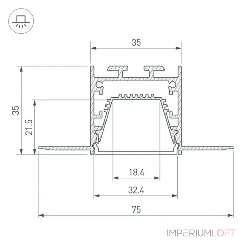 Профиль LINIA32-FANTOM-TRAY-2000 ANOD Arlight 062166 Профиль LINIA32-FANTOM-TRAY-2000 ANOD Arlight 062166