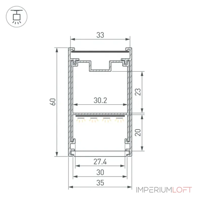 Профиль LINE-3560-BENT-SIDE-2000 ANOD Arlight 062978