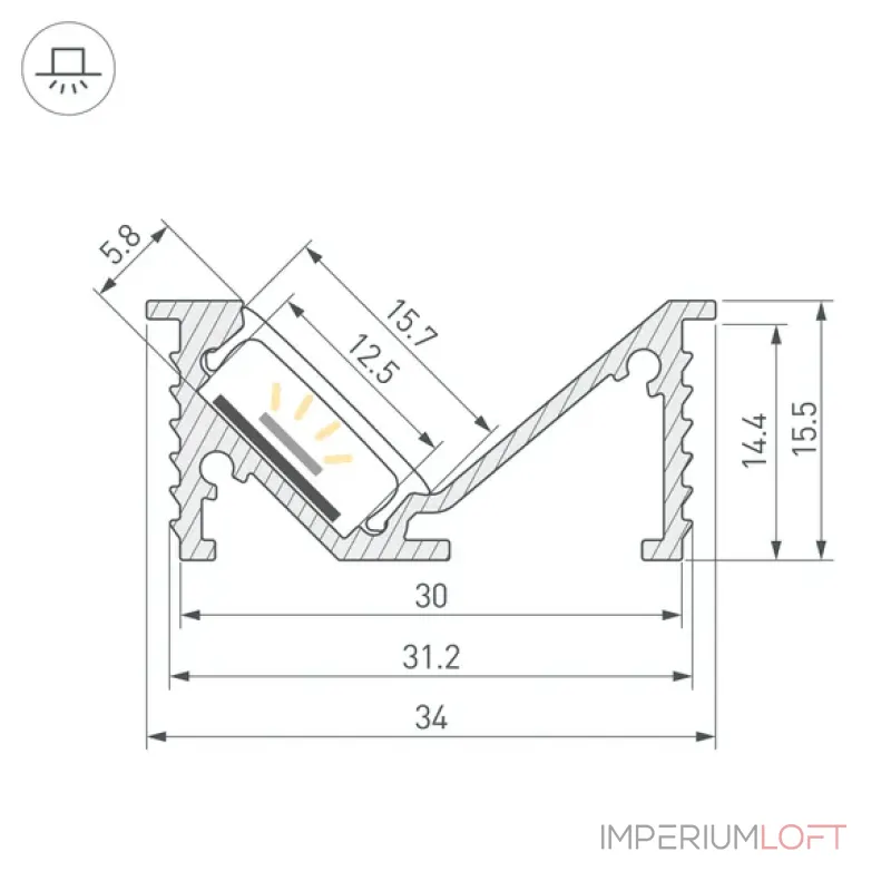 Профиль SL-BEVEL-W32-F-2000 ANOD Arlight 063940 Профиль SL-BEVEL-W32-F-2000 ANOD Arlight 063940