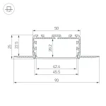 Arlight Профиль KLUS-POWER-W50H25-F-HIDE-2000 Алюминий 028918