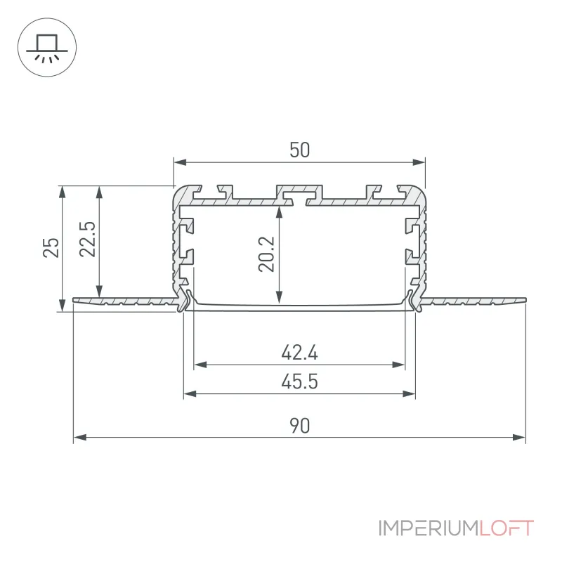 Arlight Профиль KLUS-POWER-W50H25-F-HIDE-2000 Алюминий 028918