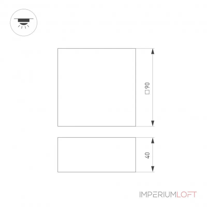 Светильник DL-GRIGLIATO-S90x90-12Вт Day4000 WH 90 deg 230В Arlight IP40 038335(1)