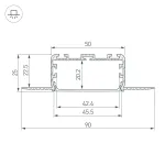 Arlight Профиль KLUS-POWER-W50H25-F-HIDE-2000 Алюминий 028918