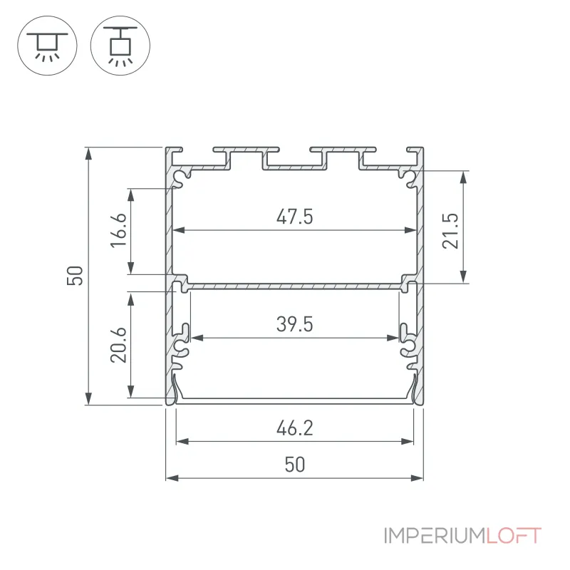 Arlight Профиль LINE-S-5050-2500 ANOD Алюминий 041837