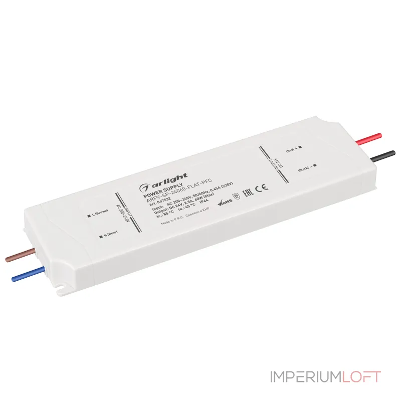 Arlight Блок питания ARPV-SP-24060-FLAT-PFC 24В 2.5A 60Вт IP44 047532 Arlight Блок питания ARPV-SP-24060-FLAT-PFC 24В 2.5A 60Вт IP44 047532