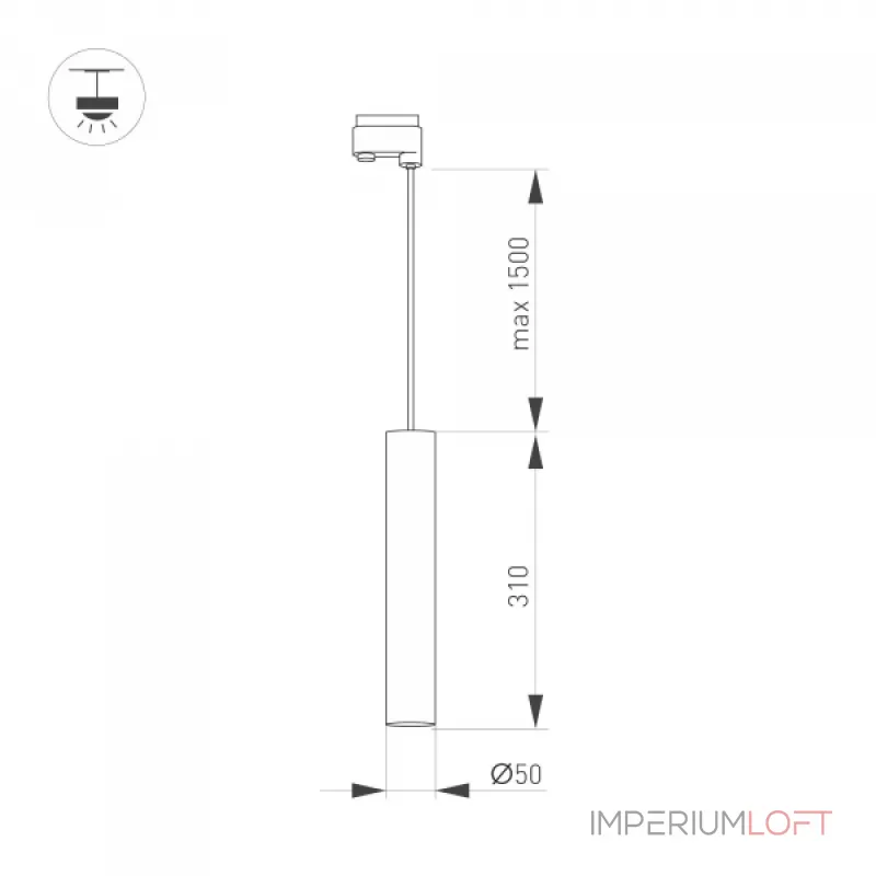 Arlight Светильник LGD-PIPE-TRACK-HANG-4TR-R50-9Вт Warm3000 WH 40 deg 230В IP20 037425