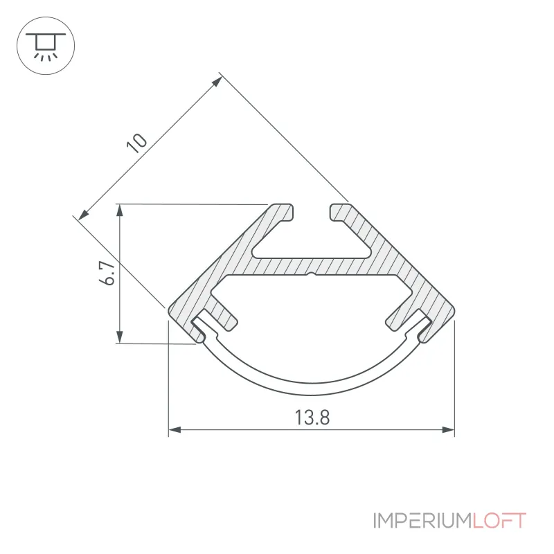 Arlight Профиль SL-KANT-H10-2000 BLACK Алюминий 049014