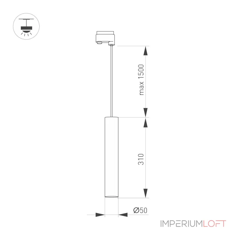 Arlight Светильник LGD-PIPE-TRACK-HANG-4TR-R50-9Вт Warm3000 WH 40 deg 230В IP20 037425