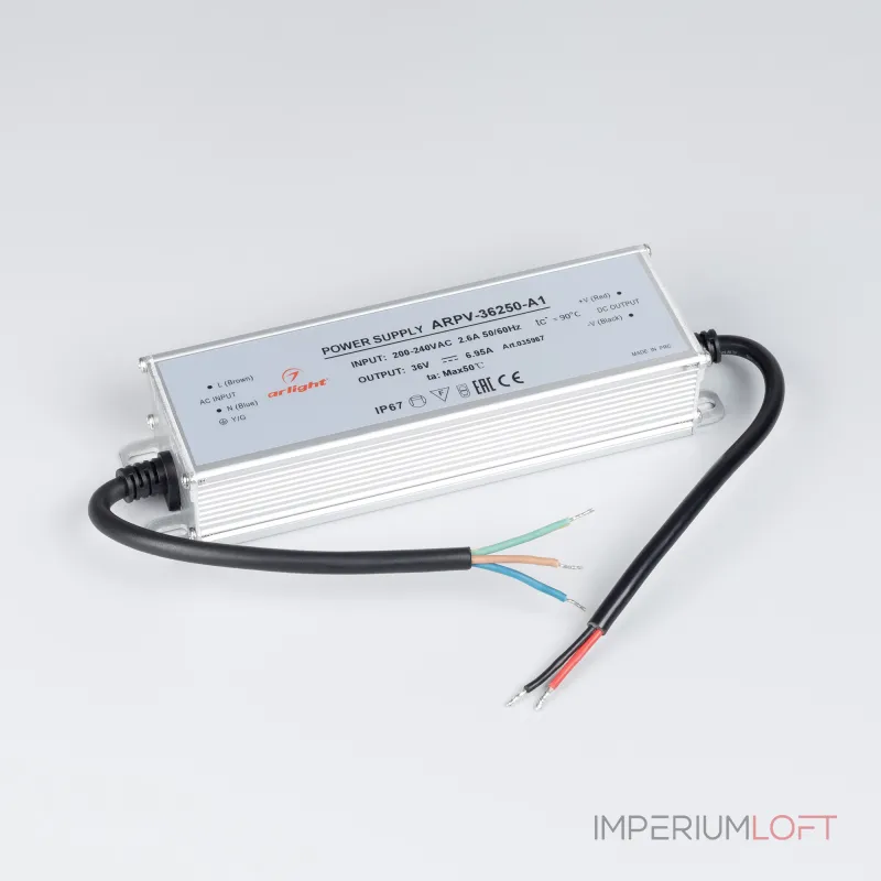 Arlight Блок питания ARPV-36250-A1 36В 6.95A 250Вт IP67 035967 Arlight Блок питания ARPV-36250-A1 36В 6.95A 250Вт IP67 035967