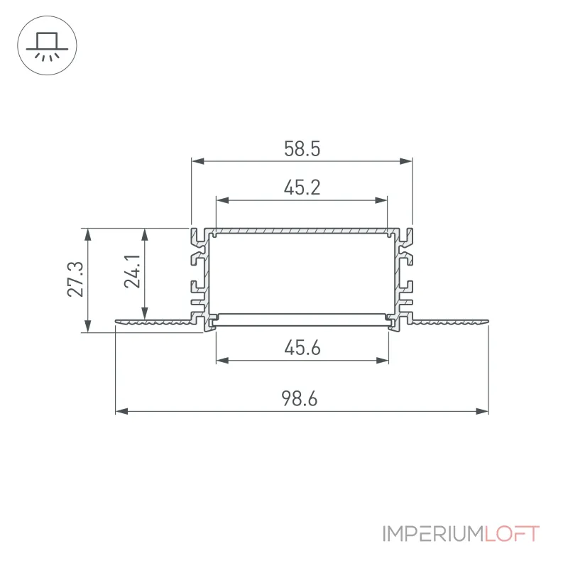 Arlight Профиль FANTOM-BENT-W49-SIDE-2000 ANOD Алюминий 046423