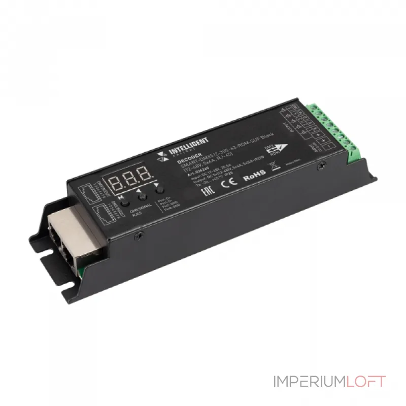 Arlight INTELLIGENT ARLIGHT Декодер SMART-DMX512-305-63-RDM-SUF Black 12-48В 5x4A RJ-45 IARL IP20 036245