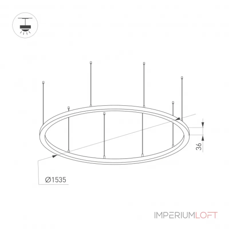 Arlight Светильник SP-LINE-HANG-ARC-O3535-D1500-124Вт Warm3000 WHITE 230В Металл 034010(1)