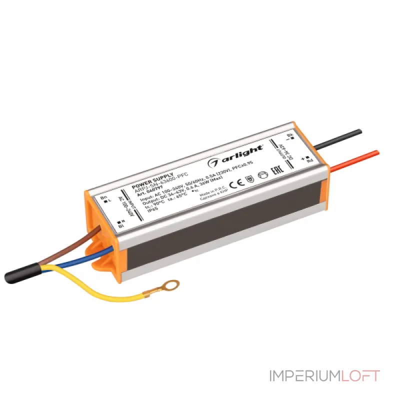 Блок питания ARPJ-SN-63600-PFC 36Вт 34-63В 600mA Arlight IP65 040797 Блок питания ARPJ-SN-63600-PFC 36Вт 34-63В 600mA Arlight IP65 040797