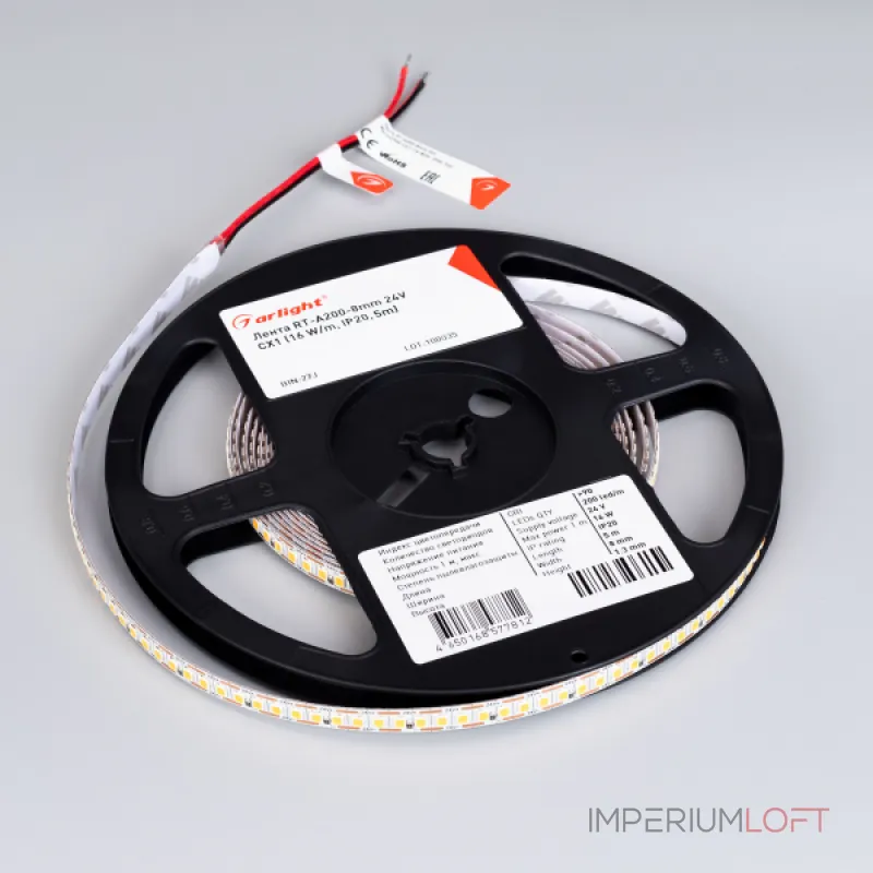 Лента RT-A200-8mm 24В White6000-CX1 16 В/м IP20 5м Arlight резка 1 светодиод 046938