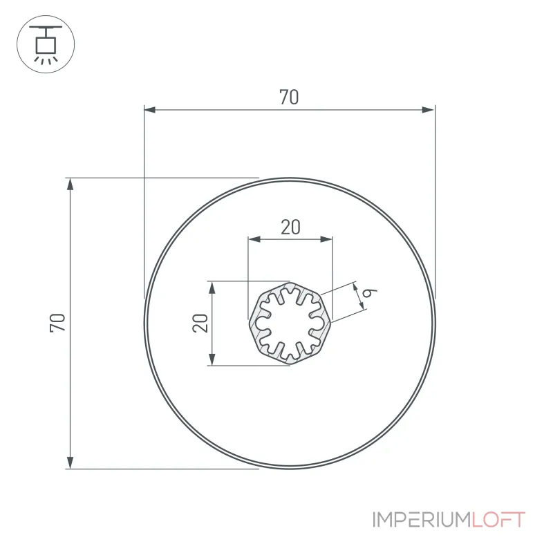 Arlight Профиль SL-ROUND-D70-360deg-2000 ANOD Алюминий 037770