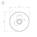 Arlight Профиль SL-ROUND-D70-360deg-2000 ANOD Алюминий 037770