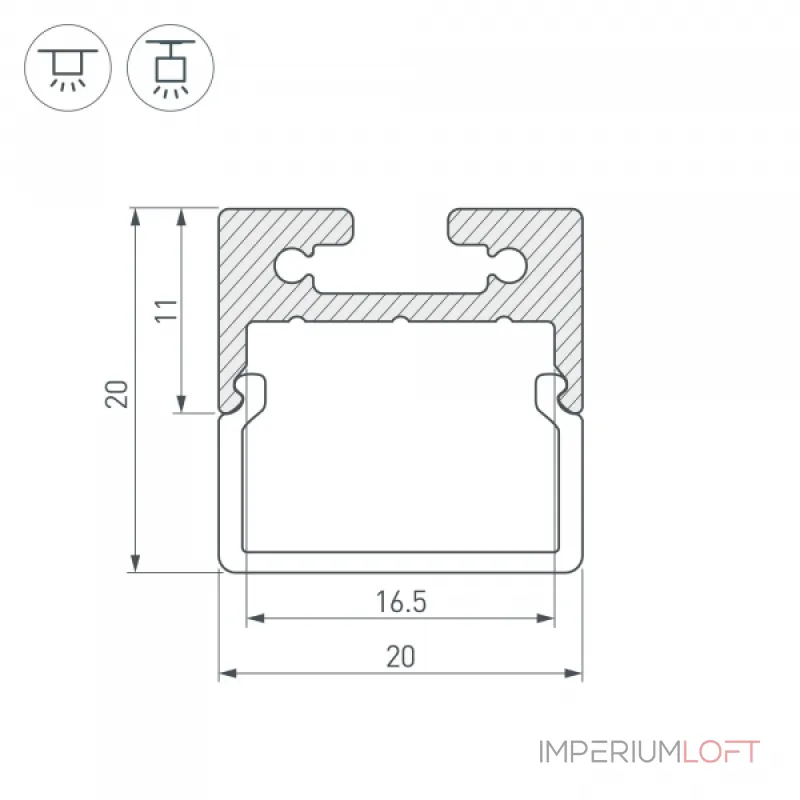 Arlight Профиль с экраном SL-LINE-2011M-2500 ANOD+OPAL SQUARE Алюминий 025870