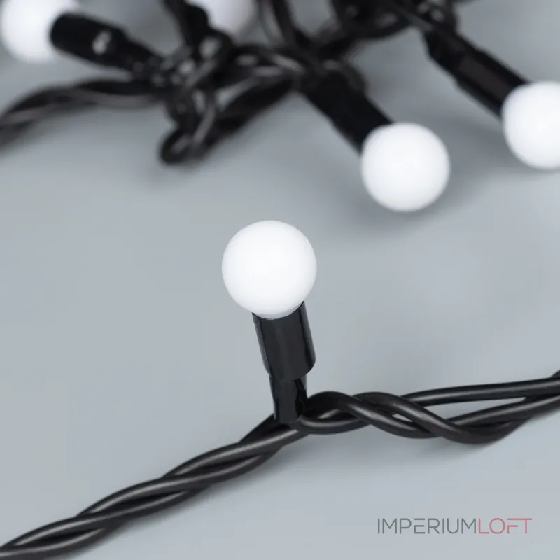 Arlight Светодиодная гирлянда ARD-BALL-CLASSIC-D13-10000-BLACK-100LED WHITE 230В 7Вт Ardecoled IP65 025571