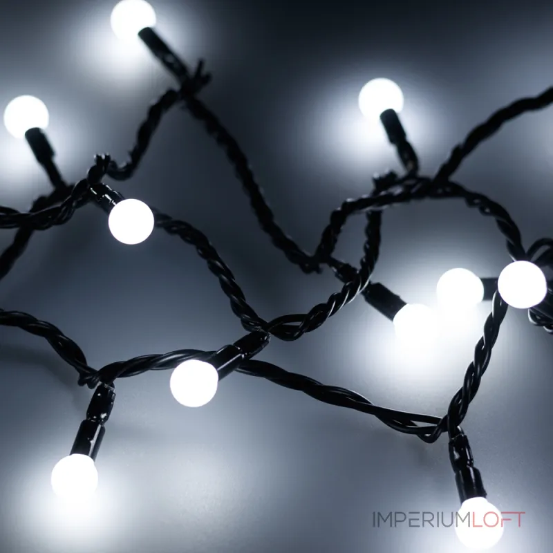Arlight Светодиодная гирлянда ARD-BALL-CLASSIC-D13-10000-BLACK-100LED WHITE 230В 7Вт Ardecoled IP65 025571