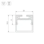 Arlight Профиль с экраном SL-LINE-2011M-2500 ANOD+OPAL SQUARE Алюминий 025870