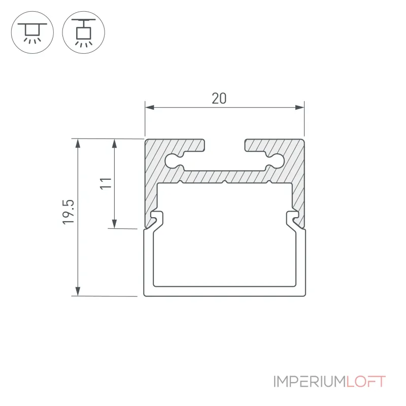 Arlight Профиль с экраном SL-LINE-2011M-2500 ANOD+OPAL SQUARE Алюминий 025870