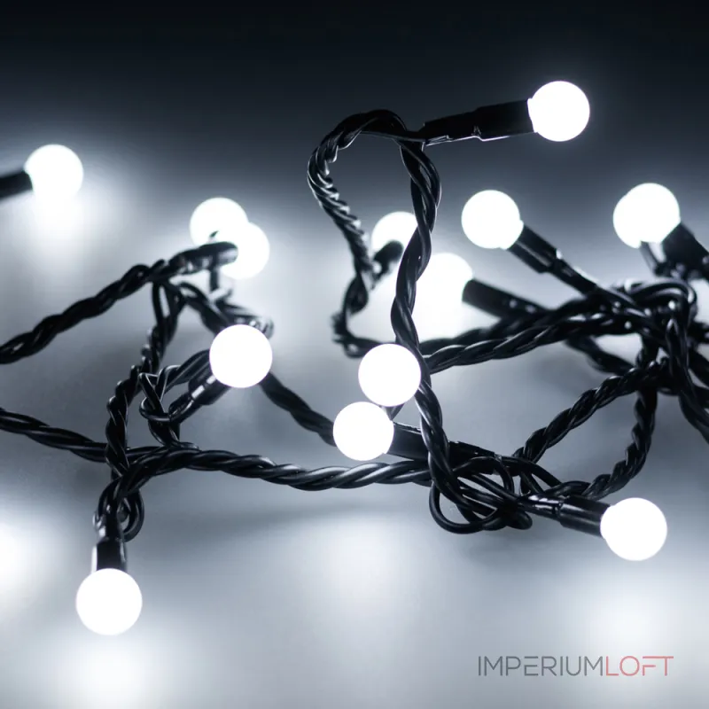 Arlight Светодиодная гирлянда ARD-BALL-CLASSIC-D13-10000-BLACK-100LED WHITE 230В 7Вт Ardecoled IP65 025571