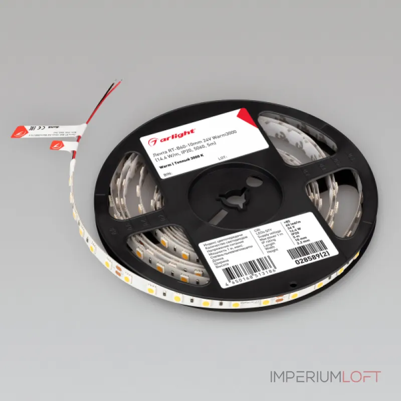 Лента RT-B60-10mm 24В Warm3000 14.4 В/м IP20 5м Arlight 028589(3)