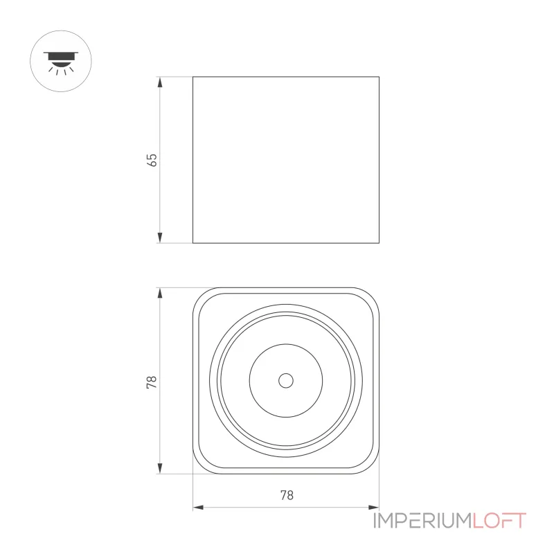 Светильник SP-DICE-S78x78-10Вт Warm3000 BK 24 deg 230В Arlight IP54 046632