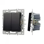 Механизм выключателя двухклавишный проходной SWT-MKP2-PL-BK 250В 16A Arlight 043728