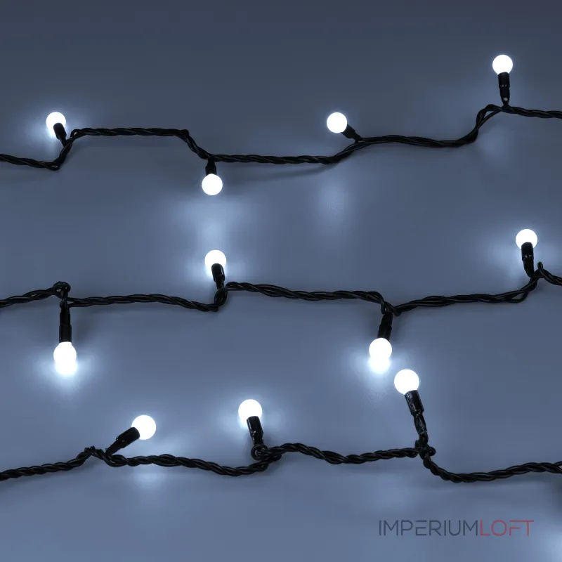 Arlight Светодиодная гирлянда ARD-BALL-CLASSIC-D13-10000-BLACK-100LED WHITE 230В 7Вт Ardecoled IP65 025571