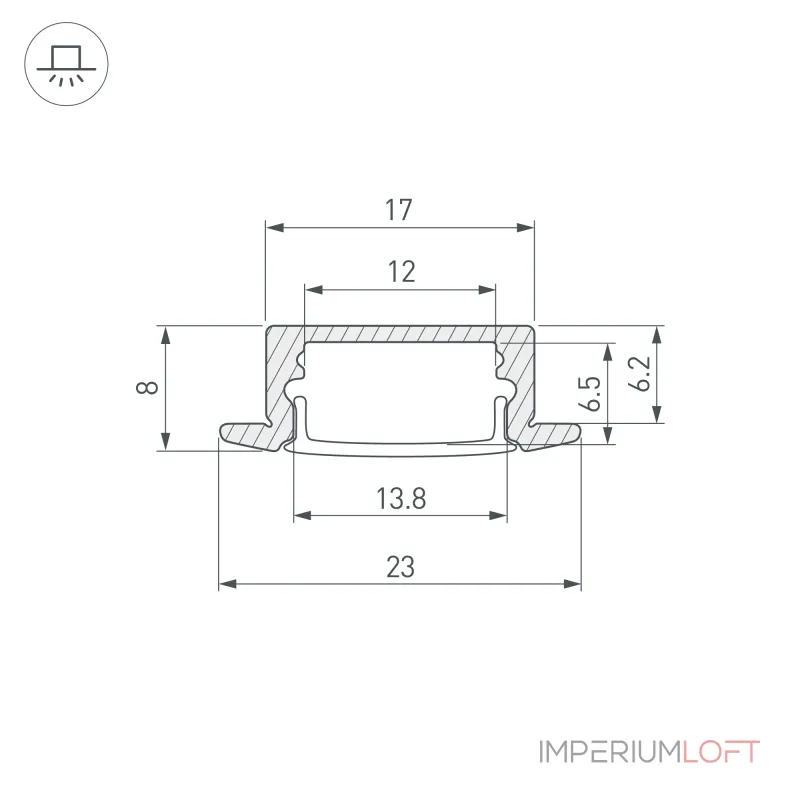 Arlight Профиль LINE-2308-F-2000 ANOD BLACK Алюминий 040301
