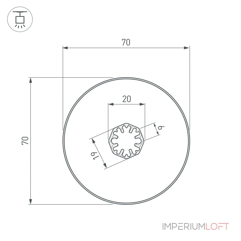 Arlight Профиль SL-ROUND-D70-360deg-2000 ANOD Алюминий 037770