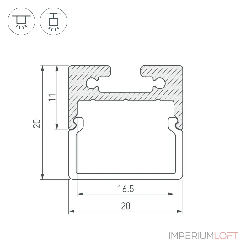 Arlight Профиль с экраном SL-LINE-2011M-2500 ANOD+OPAL SQUARE Алюминий 025870