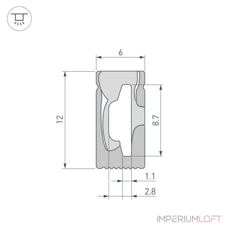 Силиконовый профиль WPH-FLEX-0612-SIDE-S8-5м BLACK Arlight Силикон 045782