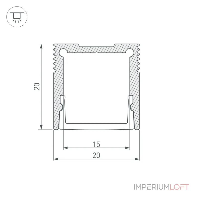 Arlight Профиль с экраном SL-SLIM20-H20-2000 ANOD+OPAL Алюминий 036836