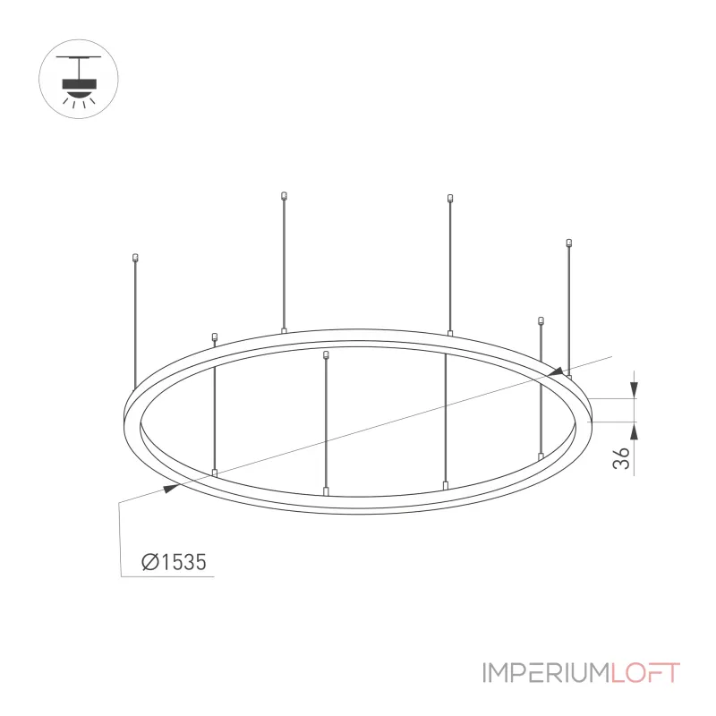 Arlight Светильник SP-LINE-HANG-ARC-O3535-D1500-124Вт Warm3000 WHITE 230В Металл 034010(1)